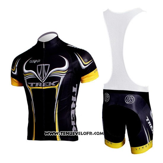 2009 Maillot Ciclismo Trek Noir et Jaune Manches Courtes et Cuissard